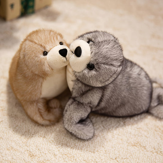Adorable Flopped Sea Lion Plush Toy Ultra-Soft Lazy Pose Stuffed Animal with Flippers for Nursery Snuggles/Calming Sensory Play